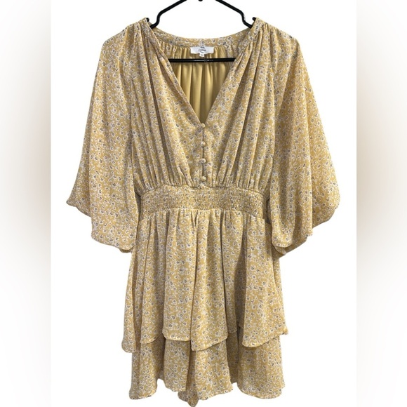 Yellow floral short sleeve romper - Picture 3 of 7